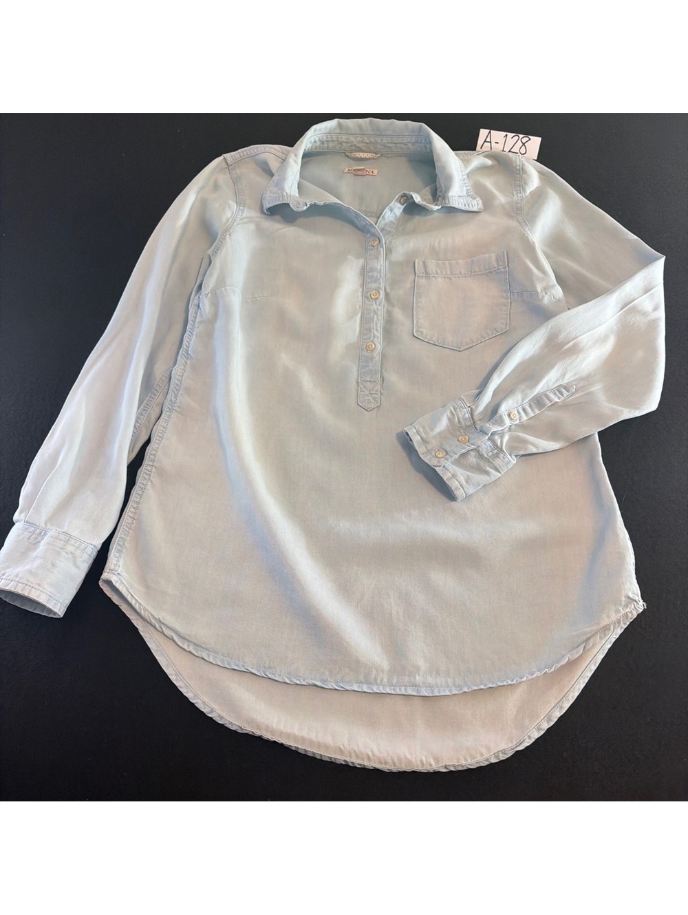 Merona Chambray Lyocell Popover Shirt Women’s Small Light Blue Long Sleeve Top